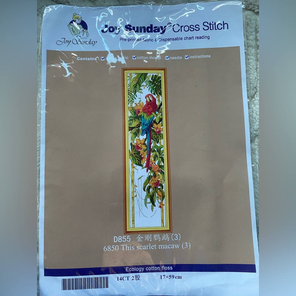 Joy Sunday Scarlet Macaw Cross Stitch Kit